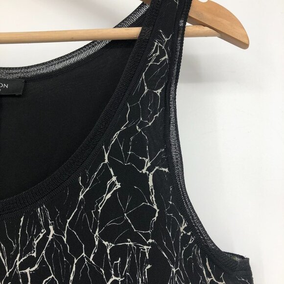 Babaton Black and  white Marble Printed Sleeveless Silk Midi dress SP - Picture 6 of 15